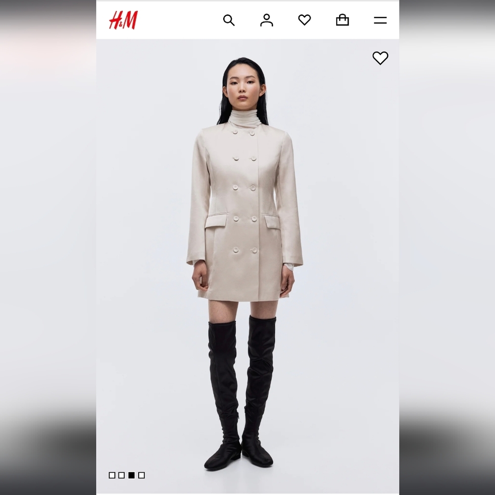 H&M Light Cream Double-Breasted Trench Coat Style Dress